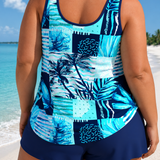 Megan - Plus Size Relaxed Fit Levél Fürdőruha Szett