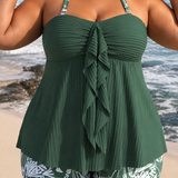 Edna - Plus Size Elegáns Halter Fürdőruha