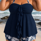 Edna - Plus Size Elegáns Halter Fürdőruha