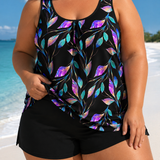 Megan - Plus Size Relaxed Fit Levél Fürdőruha Szett