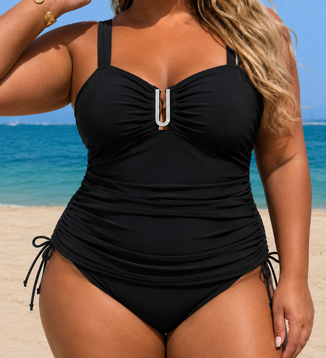 Madeline | Plus Size Midnight Riviera Tankini Szett
