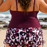 Gabby | Nagyméretű bordázott tankini nyomott shortssal