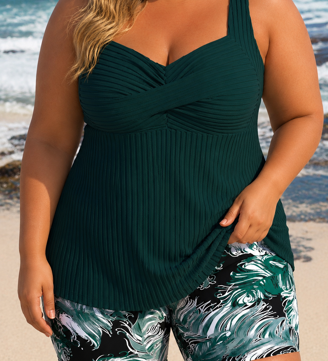 Edith - Plus Size Elegáns Tankini Rövidnadrág Szett