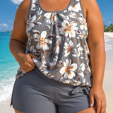 Megan - Plus Size Relaxed Fit Levél Fürdőruha Szett