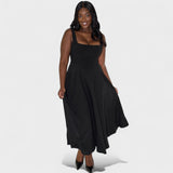 Borbála - Midi ruha négyzet alakú dekoltárral