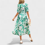 Emese - Elegáns virágmintás midi ruha