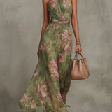 LIVIA | ELEGÁNS VIRÁGOS HALTER-MAXIKLEID