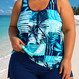Megan - Plus Size Relaxed Fit Levél Fürdőruha Szett