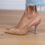 Anna - Nude színű slingback magassarkú, vékony sarokkal