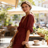 Daniela - Elegáns V nyakú és széles lábú overall