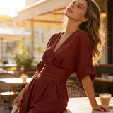 Daniela - Elegáns V nyakú és széles lábú overall
